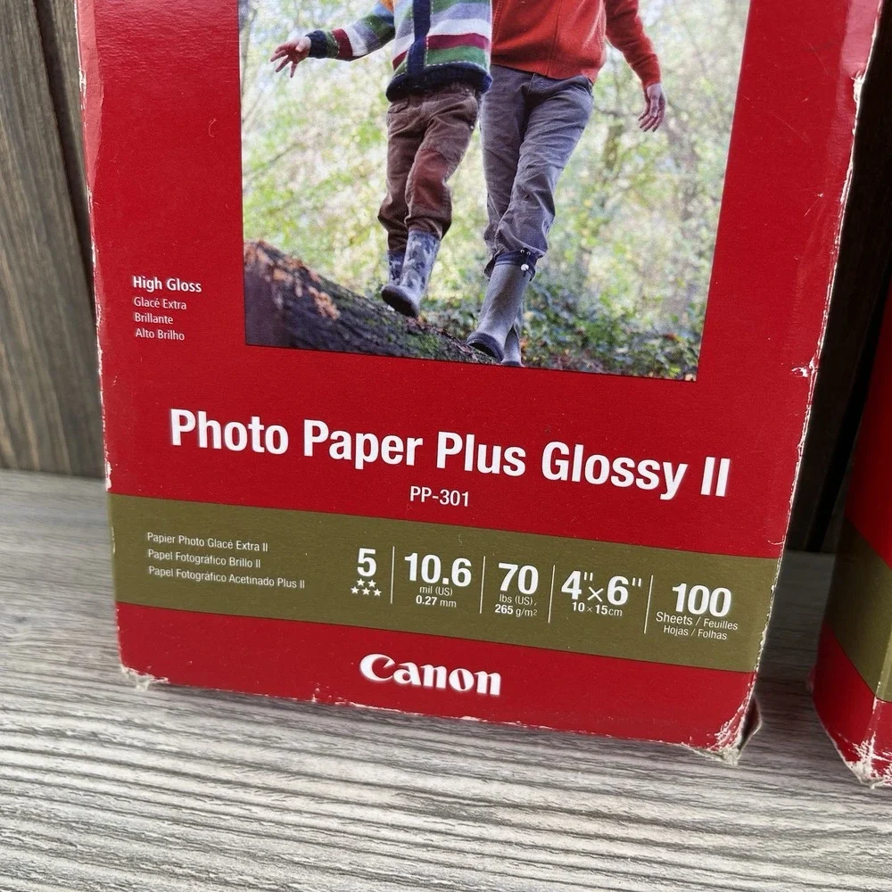 2 Pack New Genuine Canon Photo Paper Plus Glossy II 4x6 PP-301, 100 Sheets
